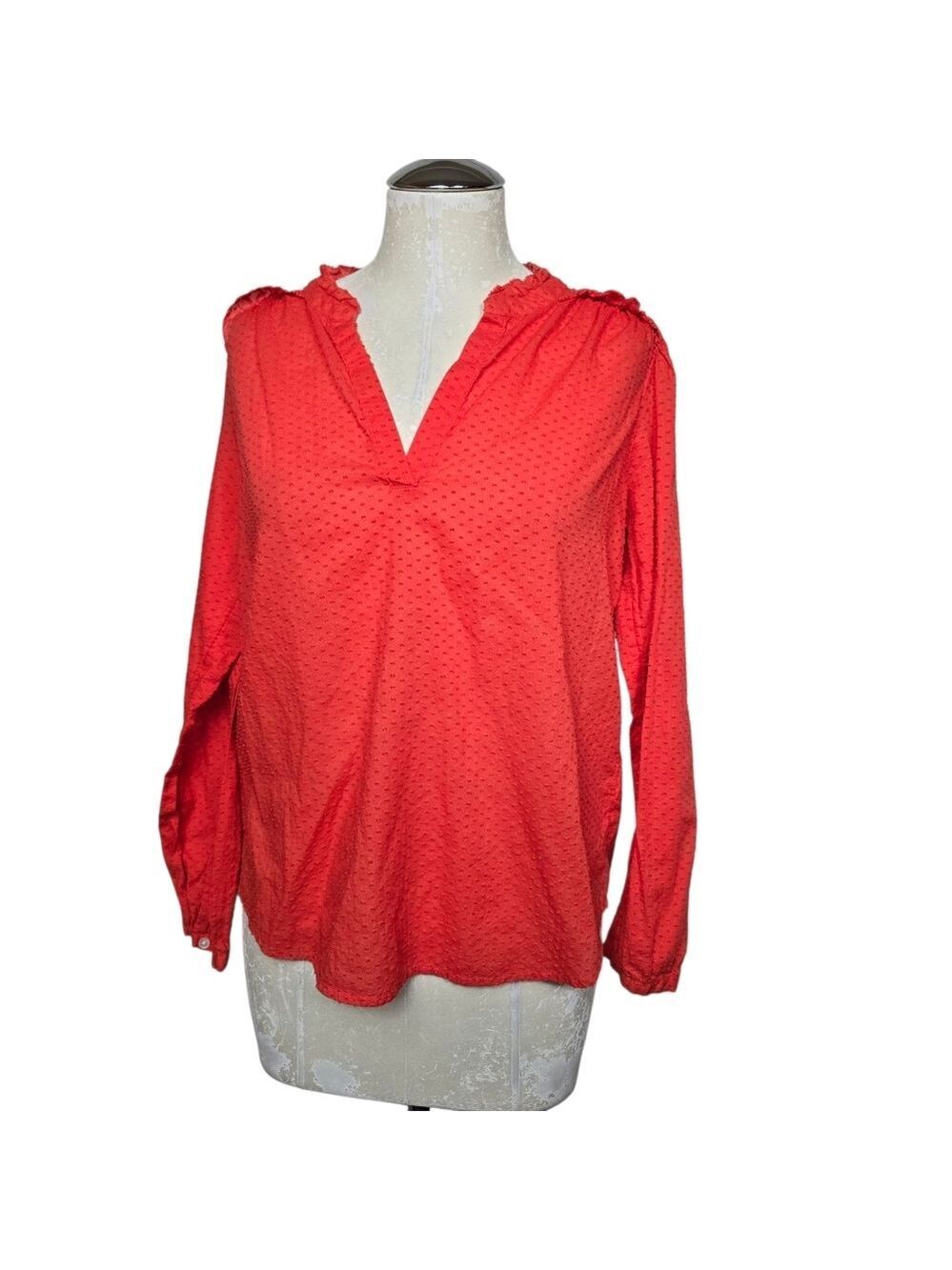 J. Crew Factory Swiss Dot V Neck Long Sleeves Shirt S